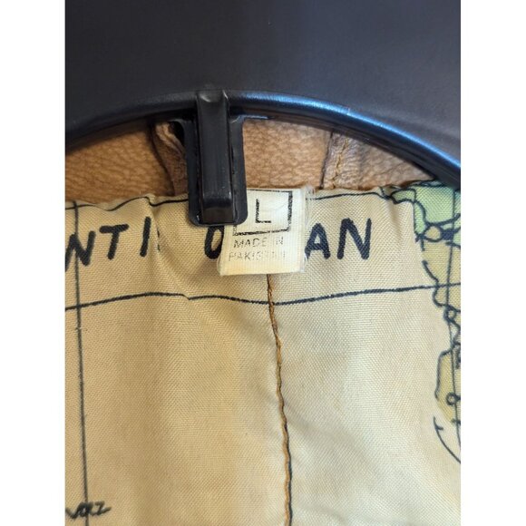 Pierce Arrow Vintage Bomber Jacket Real Leather Large Brown READ - Picture 3 of 8